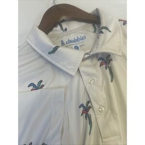 Chubbies The Nutter Men's White Floral White Polo Shirt Long Sleeve Size XL